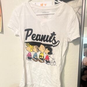 Peanuts Graphic White Kids V-Neck Tee